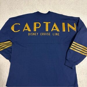 Disney Cruise Lines Long Sleeve Jersey Sz Small Blue Gold Captain Spirit Jersey